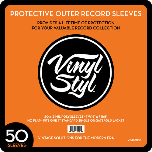 Vinyl Styl Vsp008 45 Rpm Record Otr Slv 50 Cnt Clr - Vinyl Styl® VS-P-008 7 Inch Outer Record Sleeves - Open Top - 50 Count (Clear)