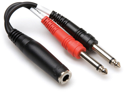 Hosa Stereo Breakout 1/4 in Trsf to Dual 1/4 in Ts - Hosa YPP-136 Stereo Breakout 1/4 in TRSF to Dual 1/4 in TS