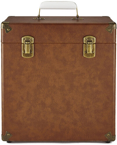 Gpo Swb18Bro 12 in Vinyl Record Case Brown - GPO Retro SWB18BRO 12" Vinyl Record Case 35 Count Capacity with Removable Lid - Brown