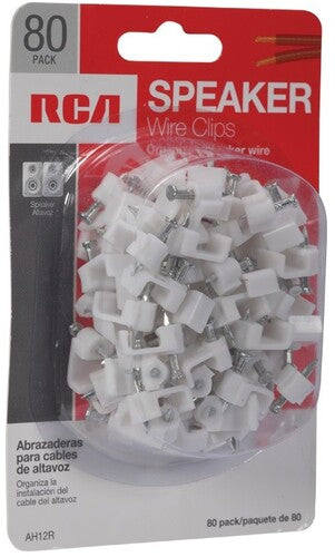 Rca Ah12R Speaker Wire Clips W/Nails 80 Count Wht - RCA AH12R Speaker Wire Clips with Nails 80 Count (White)