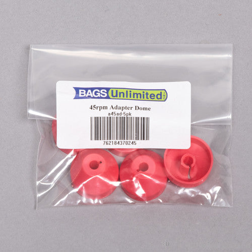 Bu a45AD5Pk 45 Rpm Record Adaptor Dome 5 Pack Red - Bags Unlimited A45AD5Pk - 7 Inch 45 RPM Record Adaptor Dome - 5 Pack (Red)