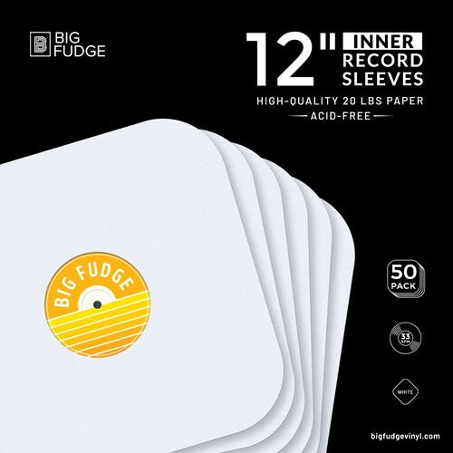 Big Fudge Bfis12X50Us 12in Rnd Crn Inslv 50 Pk Wht - Big Fudge BFIS12x50US 12-inch LP Vinyl Record Round Corner Inner Sleeve 50 Pack White