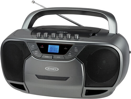 Jensen CD590Gr Bt Bmbx CD Cassette Recorder Am/Fm - Jensen CD590GR Bluetooth Boombox CD Cassette Recorder AM/FM (Gray)