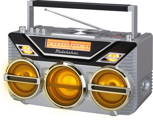 Studebaker Sb2165S Avanti Bt Boombox CD/Am/Fm Slv - Studebaker SB2165S Avanti Bluetooth Boombox CD/AM-FM Radio/15 Watt Subwoofer (Silver)