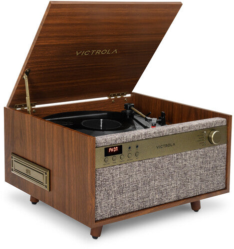 Victrola Vta820sbwln Century Bt 6/1 Music Ctr Wlnt - Victrola VTA-820SB-WLN Century Bluetooth 6-in-1 Music Center Walnut
