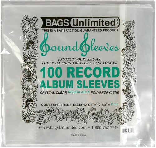 Bu Spplp15R LP Jacket Slv Resealable 100 Cnt Clear - Bags Unlimited SPPLP15R - 12 Inch Record Jacket Sleeve - Resealable - 100 Count Clear