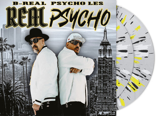 B-Real & Psycho Les - Real Psycho - Deluxe Limited Edition - Clear with Black, Yellow & White Splatter Vinyl Gatefold Cover