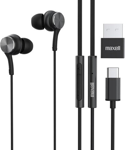 Maxell USBC-BLK Fusion X USB-C Wired Earbud with Mic Black
